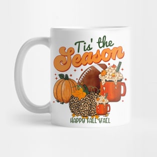 Tis The Season Latte Pumpkin Spice Football Happy Fall Thanksgiving Mug